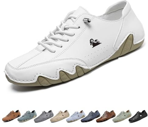 Handgjorda höga stövlar i mocka - Utomhus unisex beckskor Explorer Vattentäta lätta Chukka-stövlar Halkfria Andningsbara Casual Sneakers for promenader Vandring Camping & körning(White low top,44 EU)