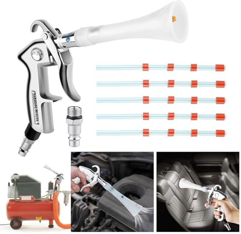 Druckluft Reinigungspistole für Kompressor 6-9 Bar, Trocken Ausblaspistole mit 5 Schlauch, Druckluftpistolen Sprühen, Hochdruck Luftpistole Sprühpistole, Druckluft Reiniger ohne Behälter