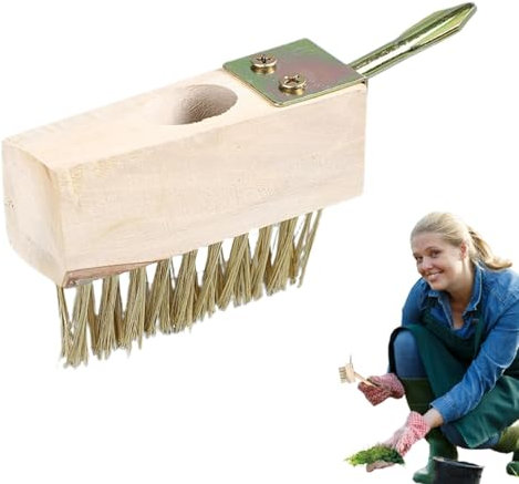 Eliminación de musgo de adoquines – Removedor de musgo portátil de cerdas de alambre – Herramienta de limpieza manual de grietas, lechada multifuncional y herramienta de limpieza de cubierta para