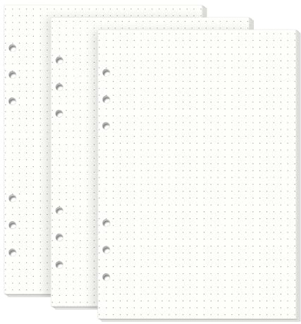 SKYDUE A5 Papier Gepunktet,135 Blätter A5 Ringbuch Nachfüllbar, Ringbucheinlagen A5 Gepunktet 21x14.2cm, A5 Papier Für 6-Loch Ringbücher, Ringbucheinlagen A5 Für A5 Ringbuch