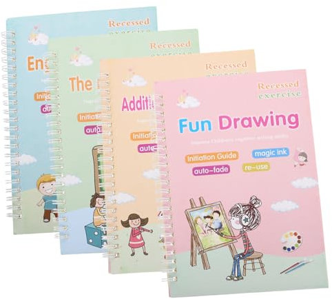 Parliky 4stücke Teiliges Grooved Handwriting Copybook Für Englisch Übungsheft Für Kalligraphie Geeignet Für Vorschulkinder Fördert Die Schreibfähigkeiten Mit Sicheren Glatten Kanten