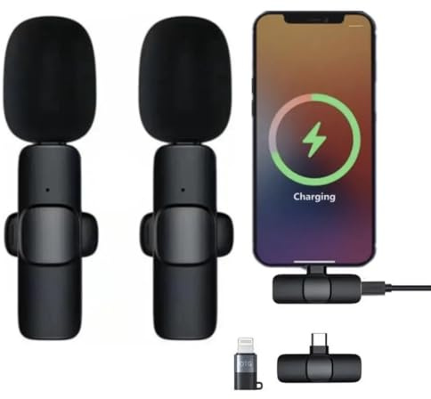 Kabellose Mikrofone für iPhone, iPad, [Lightning + USB-C], Lavalier-Bluetooth-Mikrofon zum Anstecken, für Videoaufnahmen, PC, Laptop, Live-Streaming (iOS und USB-C/2 Mikrofon)
