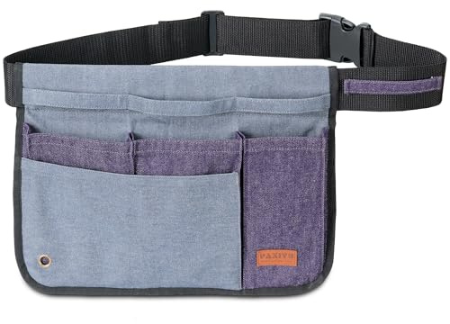 Paxiyu Garten-Werkzeuggürtel für Männer und Frauen, Denim, breit, verstellbar, 5 Taschen, Werkzeugschürze – robuste Werkzeugtasche für Gartenarbeit, Heimwerker, Tischler, Holzbearbeitung, Malerei,