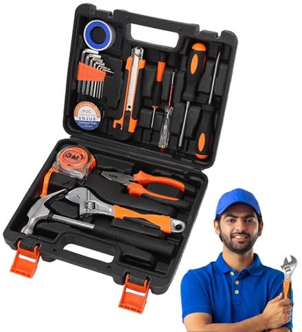 Kit de herramientas para manitas, Kit de herramientas para apartamentos,Kit de herramientas manuales básicas 20X - Conjunto de herramientas de hardware portátil, kit de mano doméstico con caja de alma
