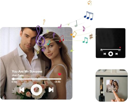 Personalisierter Kühlschrankmagnet mit Musik, Benutzerdefinierte Musik Kühlschrankmagnet mit Foto, Musik Magnet Kühlschrank, Selbst Gestalten Können Lieder Spielen für Musikliebhaber Paare (#03)