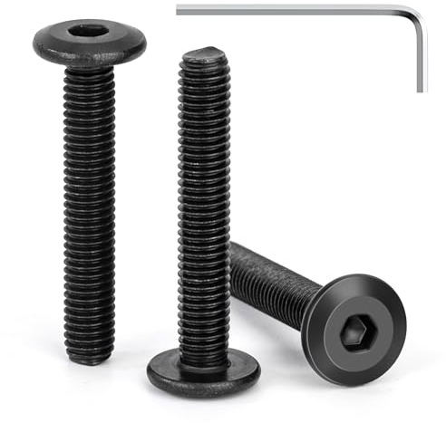 Tunejoy 30 Piezas Tornillos de Cabeza Plana M5 x 30 mm Negro Tornillo de Cabeza Hexagonal de Acero Inoxidable A2 V2A Perno de Muebles con llave Allen Rosca Completa