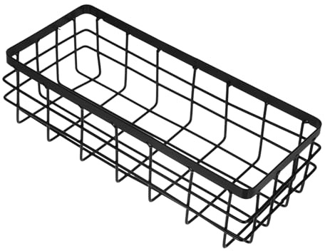 BEBEMOKO Schwarzer Rechteckiger Metallkorb 25x10x7,5cm Wandhalterung Für Badezimmer Utensilien Und Küchengewürze