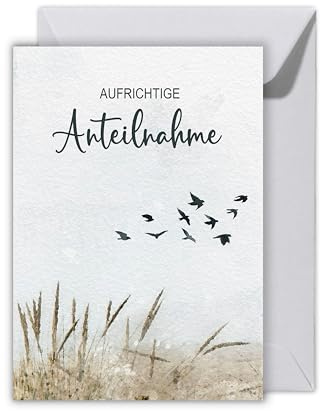 WBdesignz Trauerkarte mit Umschlag- Stiller See Aufrichtige Anteilnahme Beileidkarte mit Spruch - Kondolenz Karte Einzeln Anteilnahme (DIN A6) (XXL DIN A4)