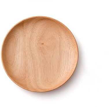 Xtroml Rundes Serviertablett aus Holz, Teller aus Holz, runder Holzteller, leichte Servierteller, kleines Serviertablett für Lebensmittel Dessert SalattellerObstteller,15cm