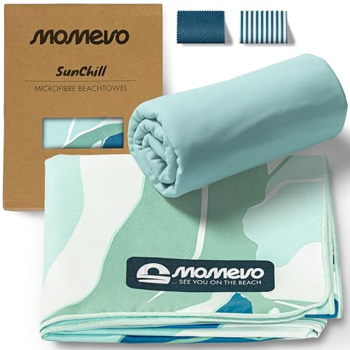 Momevo SunChill, asciugamano in microfibra, compatto, da viaggio, ad asciugatura rapida e leggero, per spiaggia, sport, fitness, sauna (TropicalBreeze)