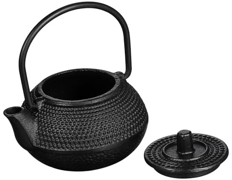 SOLUSTRE Tetera Pequeña De Hierro Fundido Mini Resistente Oxidación Para Infusión De Té, Diseño Compacto, Color Negro, Adecuado Para Hogar y Oficina, Accesorio Decorativo Funcional