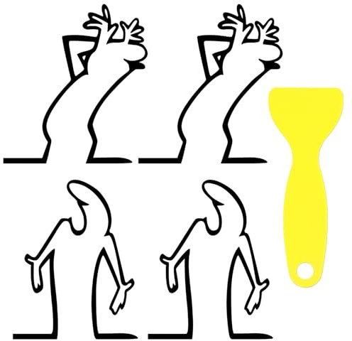 4 Stück Auto Aufkleber Lustige + Schaber Luftblasenentferner Werkzeuge | Car Sticker Funny,Wütender Mann Kratzer Erinnerung Autoaufkleber, Kühlschrankaufkleber, Glastüraufkleber, Cartoon Aufkleber