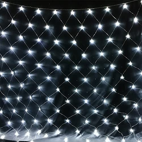 WxiaoD Ghirlanda luminosa rete LED per esterni,2x2m 144LED, 8 modalità IP44 impermeabile, illuminazione rete per Natale, matrimonio, sera, casa, giardino Bianco Freddo