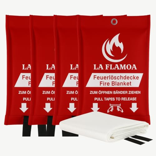 La Flamoa Löschdecke – Feuerlöschdecke, leuchtet im Dunkeln | Löschdecke Küche & Zuhause | Alternative zum Feuerlöscher & Feuerlöscher Auto | Fettbrand löschen, Feuerlöschspray Ersatz