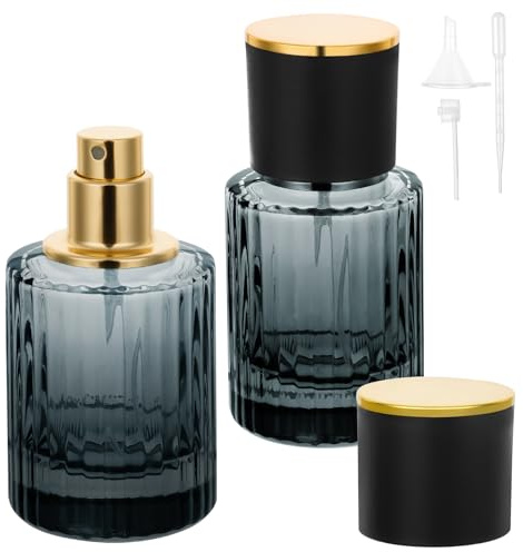 LOPHE Atomizador Perfume Recargable, 30ML 2 Botellas de Frascos Perfume, Botella Rociadora Portátil, Espray de Colonia, Atomizador de Fragancia para Salir de Noche, Viaje, Fiestas, Citas (Cilíndrico)