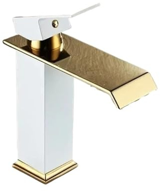 Grifo de lavabo frío y caliente, grifos baño nórdicos for el hogar, accesorios grifo mezclador un solo mango(White Short)