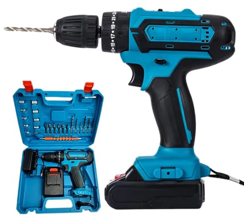 Trapano 21 V potente, motore a spazzole, antiscivolo, versatile | Trapano avvitatore senza fili per pareti cave, cartongesso, metallo, legno duro, pietra e