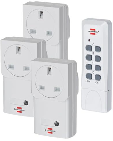 Brennenstuhl - Set di prese di corrente telecomandate a risparmio energetico con 3 ricevitori