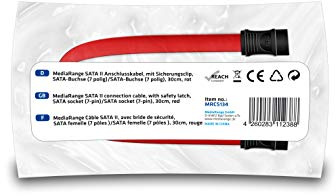 MediaRange MRCS134 cable de SATA 0,3 m SATA 7-pin Negro, Rojo - Cable SATA (0,3 m, SATA II, SATA 7-pin, SATA 7-pin, Male connector/Male connector, Negro, Rojo)
