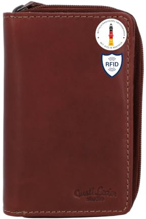 Gusti Leder Maddox Kartenetui RFID Geldboerse Herren Damen Echtleder Slim Wallet viele Karten faecher kompakt braun