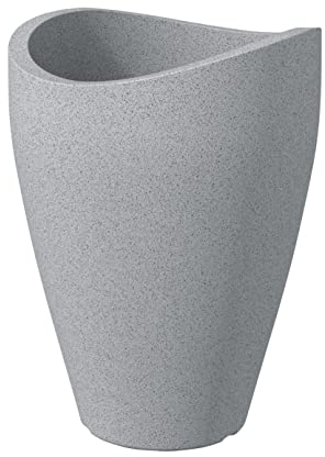 Scheurich Wave Globe High 40, Hochgefäß/Blumentopf/Pflanzkübel, rund, Farbe: Stony Grey, hergestellt mit recyceltem Kunststoff, 10 Jahre Garantie, für den Außenbereich