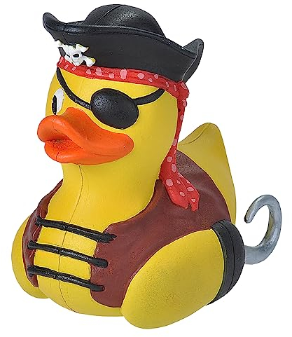 Wild Republic Rubber Duck Pirat, Gummiente, Badewannen-Geschenke für Kinder, Quietscheentchen, Badespielzeug für Babys, Gummiente lustig, Badeente zum Sammeln, 10 cm