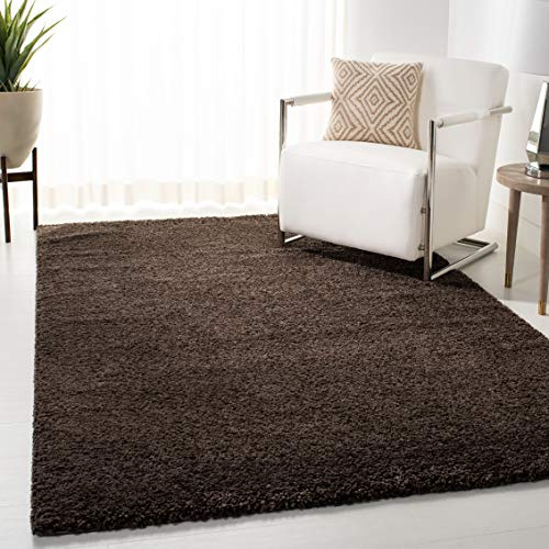 SAFAVIEH August Shag Collection Area Rug - 5'3 x 7'6, Brown, Solid Design, Non-Shedding & Easy Care, 1.2-inch Thick Ideal for High Traffic Areas in Living Room, Bedroom (AUG900T)