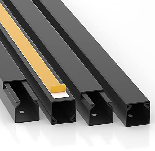 CILSON Kabelkanal, 16x16 mm, 20x1 m, Schwarz, selbstklebend + Bodenlochung | PVC, UV-beständig, Innen & Außen, 20 Stangen à 1 m = 20 m, Made in Germany