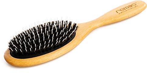 REMOS Haarbürste Buchenholz 100% Wildschweinborsten & Frisierpin breit