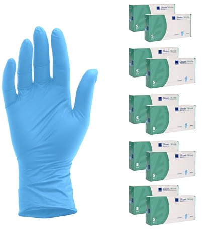 ABENA Guantes desechables de nitrilo, 1000 unidades (10 paquetes de 100 unidades), talla S, aptos para alimentos, resistentes al desgarro, sin látex, sin polvo, guantes higiénicos para limpieza, salón