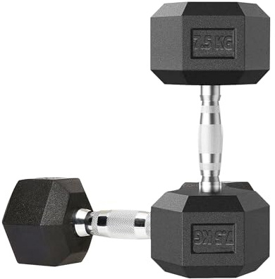 MAXSTRENGTH Sexkantiga dumklockor gummi innesluten Ergo grepp handtag olika vikter 7.5 KG Single