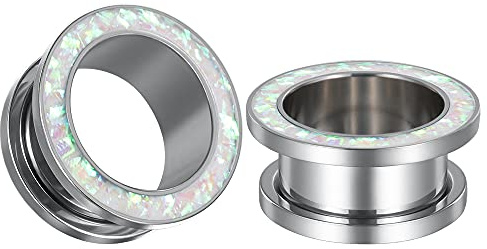 COOEAR 1 Paar Gauges Ohrringe Circle Fake Opal Tunnel Ohrstöpsel Flesh Stretchers Expander 8mm bis 25mm.