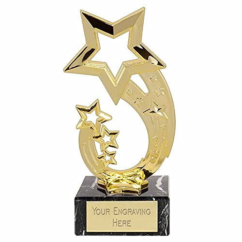 TROPHIESPLUSMEDALS Personalised Rising Star Trophy, Gold, 17.5cm, Engraving