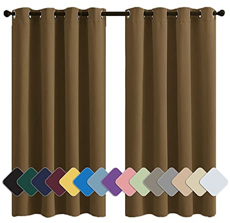 MENGH Vorhang Verdunkelung Ösenschals Blickdicht Hochwertige Qualität Kälteschutz, für Wohnzimmer Schlafzimmer Tür braun 1 Stück, 280x140cm(HxB)