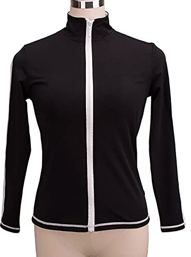 Youthful flying Eiskunstlauf Jacke Damen und Mädchen Fleece Training Wettbewerb Eislaufen Oberbekleidung(Size:3XL,Color:Schwarz-Dick)