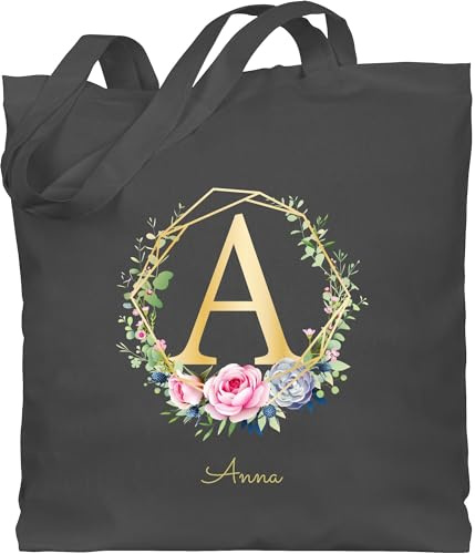 Geschenk mit Namen personalisiert by Shirtracer - Baumwolltasche - Initialen - Buchstabe I Namensgeschenk Namenstag Geschenke mit Namen
