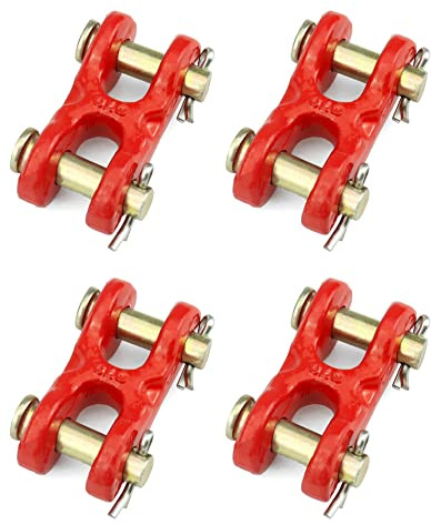 QWORK 5/16 Inche Twin Clevis Safety Chain Repair Links, 4 Pack Trailer Tie Down Links, Industrial Grade Heavy Duty Material - 3900 LBS. Capacity