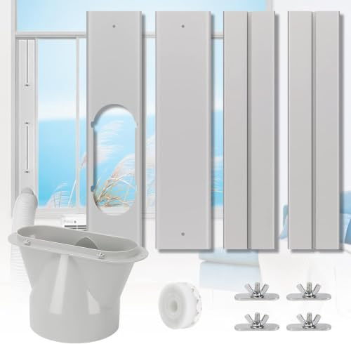 Portable Air Conditioner Window Kit, Adjustable Vertical/Horizontal Sliding Window Vent Kit Plate for AC Unit, AC Window Seal Suitable for 5.1” AC Exhaust Hose