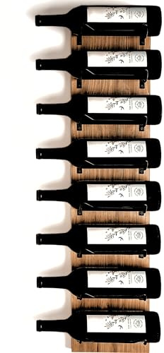 Blue River Goods Weinregal zur Wandmontage, Weinregal aus Holz mit 8 Flaschenaufbewahrung und mattschwarzen Halterungen, Weinwandregal mit rustikalem Finish, perfekt für kleine Räume