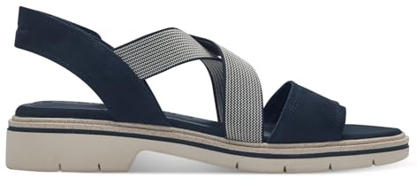 Tamaris Damen Sandaletten, Frauen Sandalen,Sommersandalen,bequem,flach,Sommerschuhe,Freizeitschuhe,offene Schuhe,Strandschuhe,Navy,41 EU