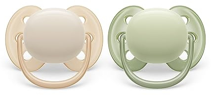 Philips Avent Ultra Soft Schnuller - 2x Weicher und elastischer Schnuller für 0-6 Monate ohne Bisphenol A, inkl. Sterilisatoretui (Modell SCF091/05)