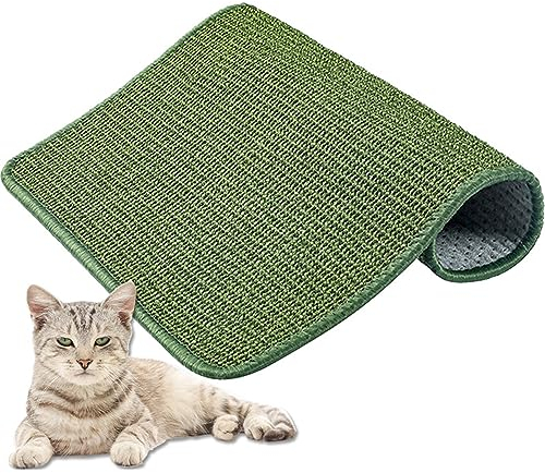 GIBZ Sisal Katze Kratzmatte für Sofa Stuhl Ecke Vertikaler Möbelschutz Natürliche Katzen Kratzteppich Innenbereich, Grün, 40×60cm