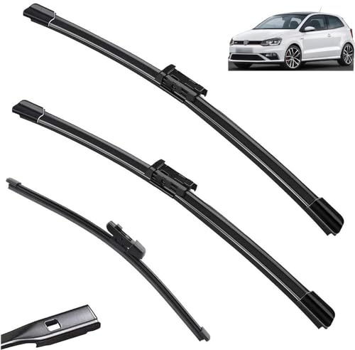 Essuie-glace de voiture Pour VW Polo 6R Hatchback 2009-2017 Balais d'essuie-glace avant arrière en caoutchouc souple for pare-brise automatique 241611 2015 2016 (Color : 3 wipers)