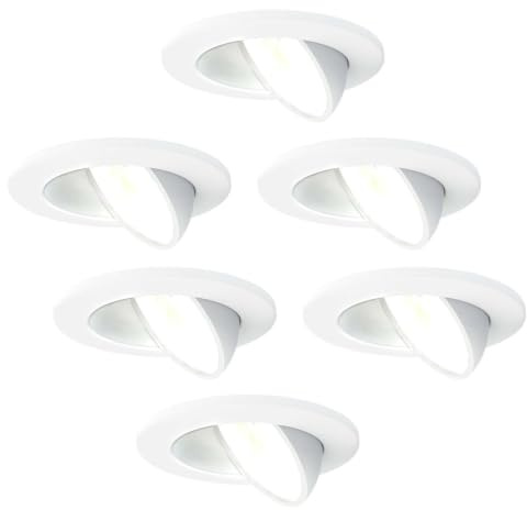 Ledvion 6er Set LED Einbaustrahler 5W CCT wasserdicht IP65 | Einbaumass Ø75mm; Wasserfest fuer Bad Dusche und feuchte Innenbereiche