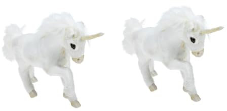 ibasenice 2st Simulation Einhorn Plüsch Weiß Tierkissen Plüschtier Stofftier-spielzeugpuppe Einhorn Spielzeug Geburtstag Tierpuppe Lebensechtes Tierkissen Wagen Plastik Modellieren Kleinkind