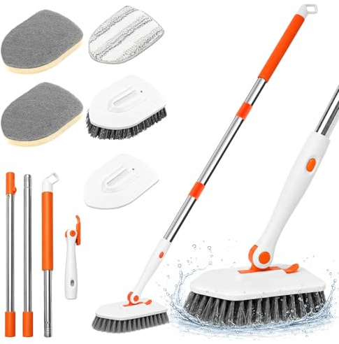Newthinking Scrubbing Brush with Long Handle, Shower Floor Scrubbing Brush