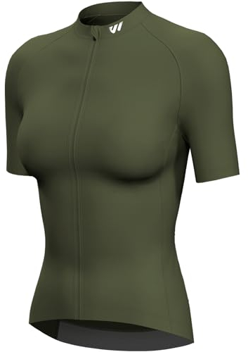 Lo.gas Radtrikot Damen Kurzarm,Fahrradtrikot Rennrad Trikot Atmungsaktiv Frauen Fahrrad Shirt Sommer Fahrradjacke Radfahren Top Mit 3 Taschen M Olivgrün