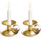 Tibeoyad 2 candelabri con manico vintage, rotondi, base in metallo (oro)