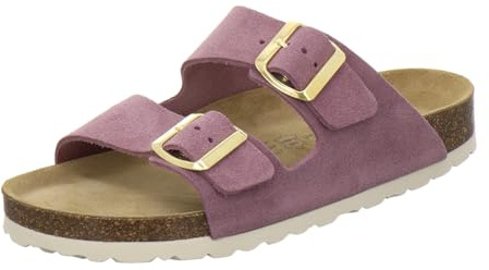 AFS-Schuhe 2100, Bequeme Damen Pantoletten echt Leder, praktische Arbeitsschuhe, Hausschuhe, Handmade in Germany (42 EU, Flieder Velour)