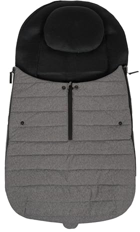 Altabebe (AL2700-11) Übergangsfußsack, Sommerfußsack, für alle gängigen Kinderwagen, Buggys und Jogger. Antischwitzauflage mit Kopfkissen, Oberteil abnehmbar. Farbe: Dunkelgrau Melange